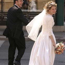 Darrek Robertson Photography - Wedding Photojournalism, downtown Columbus, Ohio. Bride and groom cross High Street.