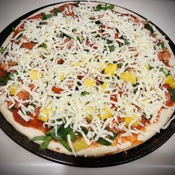 S & T Provisions - Spinach, pepperoni, sausage, half pineapple ...yummy
