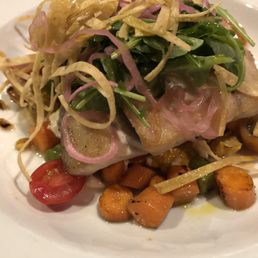 Sea bass in corn broth, catch of the day