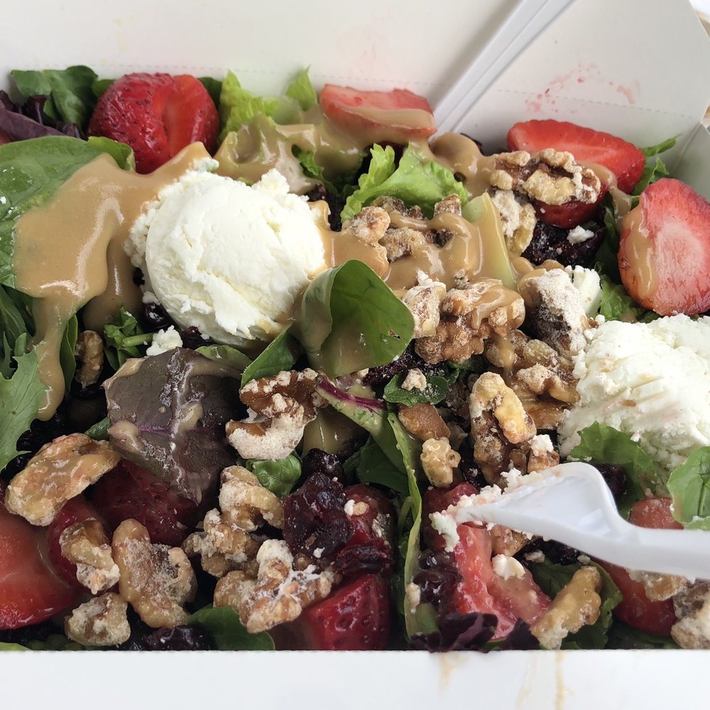 Cafe Chew - Spinach, goat cheese, strawberries, blueberries, candied walnuts - Breakfast & Brunch Near Me - Sandwich, Massachusetts Cafe Chew - Spinach, goat cheese, strawberries, blueberries, candied walnuts - Breakfast & Brunch Near Me - Sandwich, Massachusetts