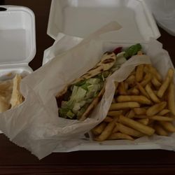 Ali's Mediterranean Cuisine - Beef kabob sandwich fries and baklava