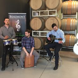 Roots & Vines Tour - The boys trying out their skills at Beaumont Winery, Westside Wine Trail