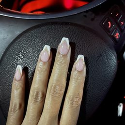 A custom style I showed them a photo of that they nailed (hehe). I loved how they turned out! Powder Dip Manicure