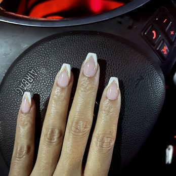 5 Star Nails - A custom style I showed them a photo of that they nailed (hehe). I loved how they turned out! Powder Dip Manicure - Nail Salons Near Me - North Riverside, Illinois