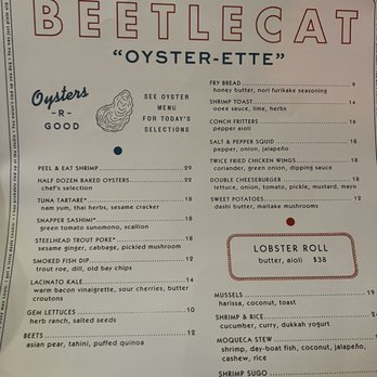 BeetleCat - Menu - Seafood Near Me - Atlanta, Georgia BeetleCat - Menu - Seafood Near Me - Atlanta, Georgia