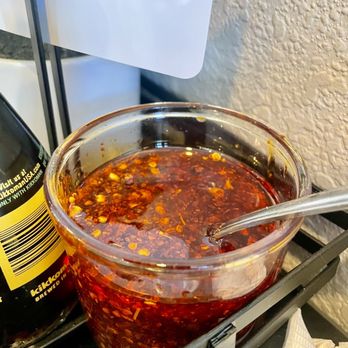 Easy Thai Cafe - Chili oil on the table - Thai Near Me - Elko, Nevada