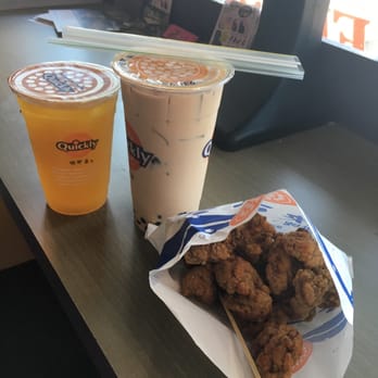 Quickly - mango green tea, black milk tea with tapioca and chicken nuggets - Coffee & Tea Near Me - Duluth, Georgia