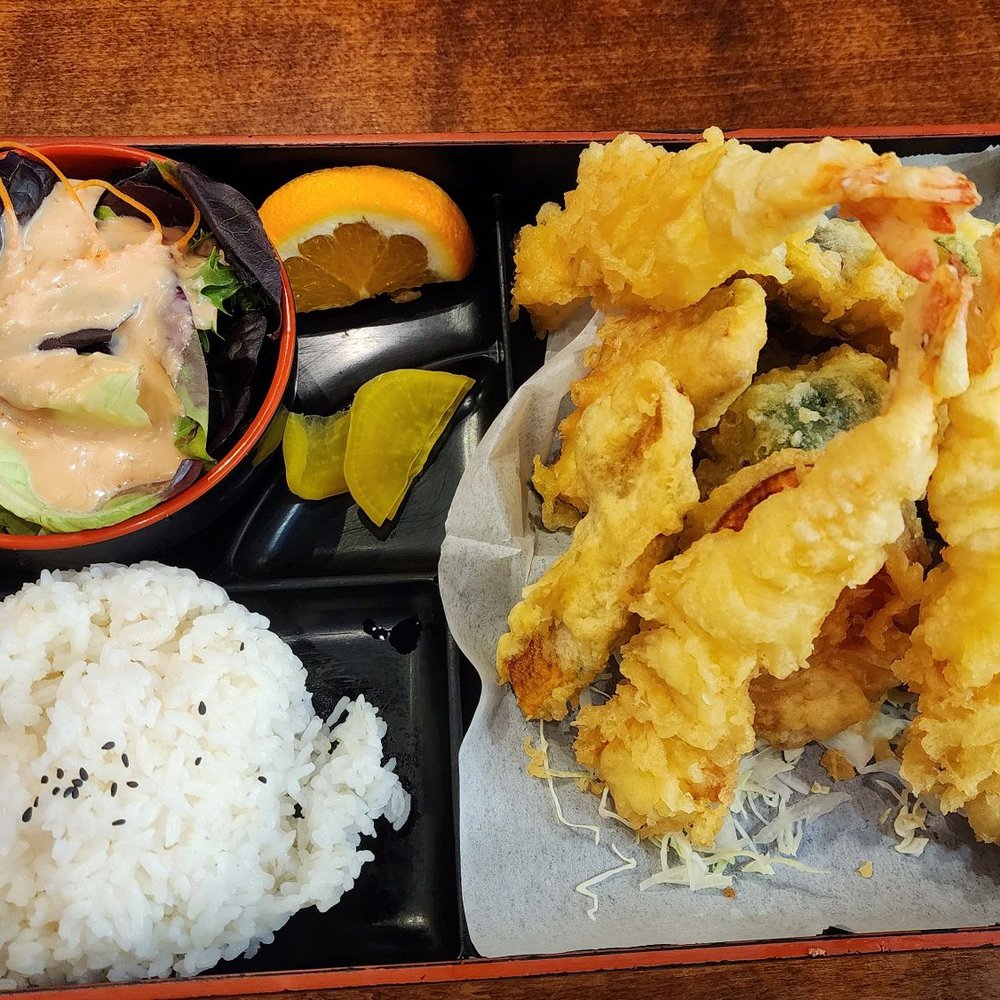 Kaoru Sushi - Bento box mix Tempura good amount three shrimp and vegetables mix - Japanese Near Me - Richmond, California Kaoru Sushi - Bento box mix Tempura good amount three shrimp and vegetables mix - Japanese Near Me - Richmond, California