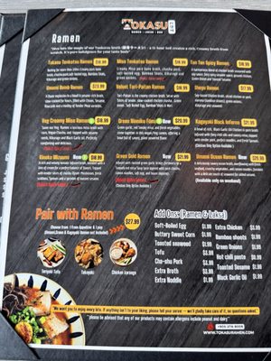 Menu photo 2 Tokasu Ramen Laksa Bar Mississauga, ON Menu photo 2 Tokasu Ramen Laksa Bar Mississauga, ON