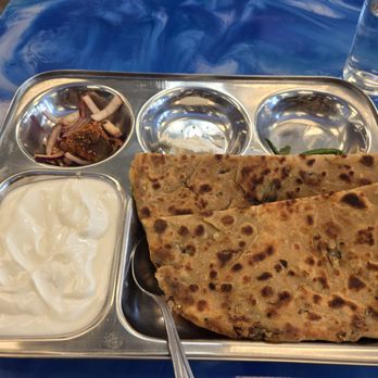 New Delhi Palace - Alooo parantha with dahi, acchar, and makhan - Indian Near Me - Artesia, California New Delhi Palace - Alooo parantha with dahi, acchar, and makhan - Indian Near Me - Artesia, California