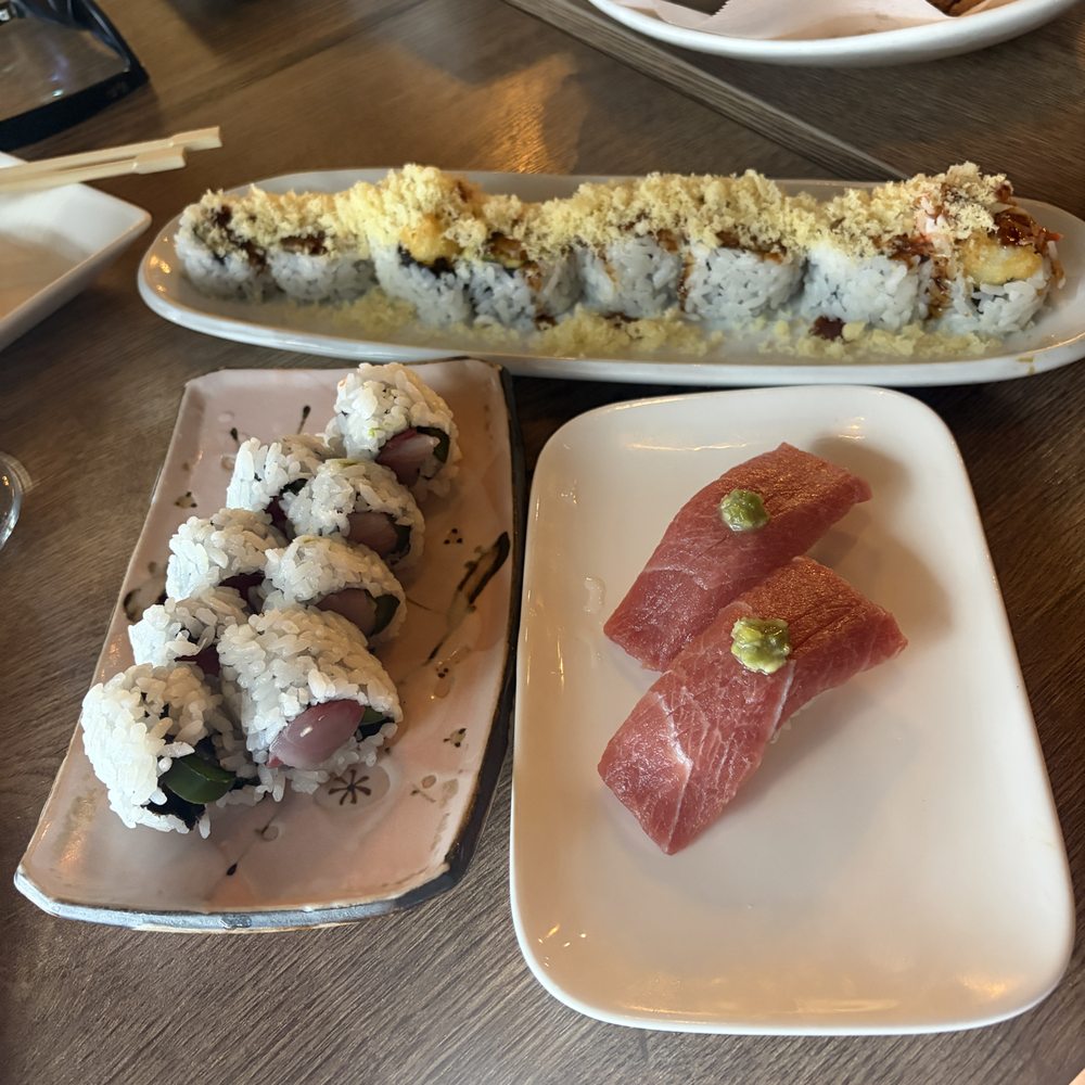 Sushi Sakana - Shrimp tempura roll, toro, yellowtail and jalapeno roll - meh - Sushi Bars Near Me - Plano, Texas Sushi Sakana - Shrimp tempura roll, toro, yellowtail and jalapeno roll - meh - Sushi Bars Near Me - Plano, Texas