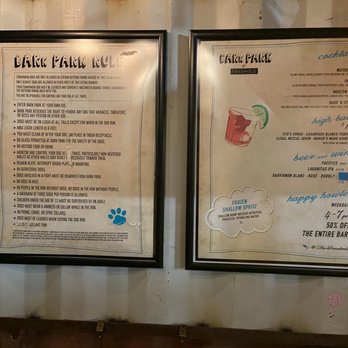 Bark Park - two menus on a wall - Dog Parks Near Me - Brooklyn, New York Bark Park - two menus on a wall - Dog Parks Near Me - Brooklyn, New York