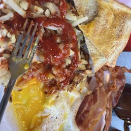 Eggs hash browns, bacon and toast. $11.99 Eggs hash browns, bacon and toast. $11.99
