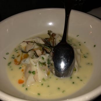 Maison Pickle - Undercover best dish we had. Shrimp dumplings in a clam chowder esque broth - Cocktail Bars Near Me - New York, New York Maison Pickle - Undercover best dish we had. Shrimp dumplings in a clam chowder esque broth - Cocktail Bars Near Me - New York, New York
