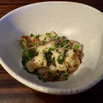 Gracie's - Russet potato gnocchi with braised Berkshire pork, stewed tomato, Calabrian chili, Bianco Sardo - New American Near Me - Providence, Rhode Island