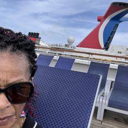 Smith Cove Cruise Terminal at Pier 91 - Carnival Conquest deck, chilling