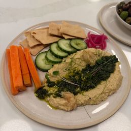 Hummus platter, olives Hummus platter, olives