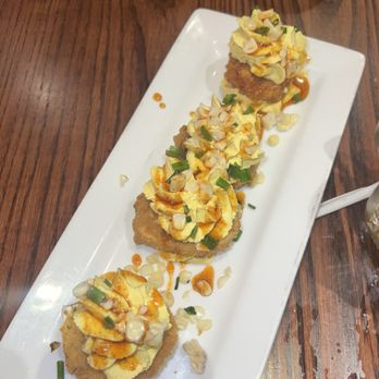 Miss Shirley's Cafe, Roland Park - Hot Honey Goat Cheese Fried Deviled Eggs*** - American Near Me - Baltimore, Maryland