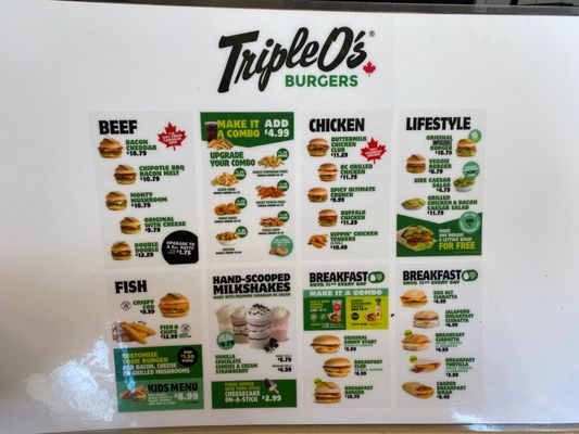 Menu photo 3 Triple O's Vancouver, BC