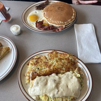 Hot N Tot - B36. Pancake Combo and B28. Barnyard Omelette - American Near Me - Lomita, California