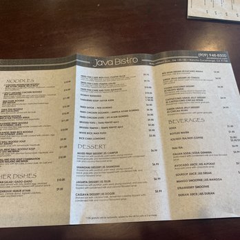 Java Bistro - Menu #2 - Indonesian Near Me - Rancho Cucamonga, California