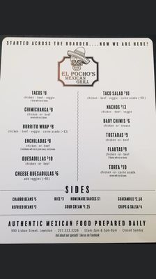 Menu photo 2 El Pocho's Mexican Grill Lewiston, ME