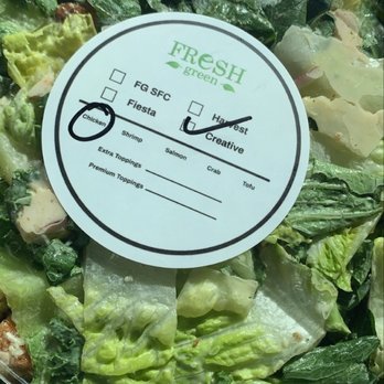 Fresh Green - BYO salad with romaine, kale, Parmesan, onion, croutons, and chicken & Caesar dressing - Salad Near Me - Bowie, Maryland Fresh Green - BYO salad with romaine, kale, Parmesan, onion, croutons, and chicken & Caesar dressing - Salad Near Me - Bowie, Maryland