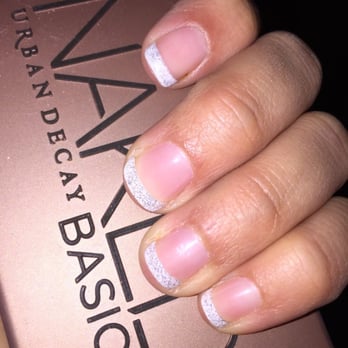 Spa Pro Nails Plus - My French tip gel nail manicure with sparkle tips. This is my go-to mani recently. - Nail Salons Near Me - Round Rock, Texas