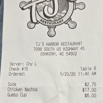 TJ's Harbor Restaurant - Our lunch - New American Near Me - Oshkosh, Wisconsin TJ's Harbor Restaurant - Our lunch - New American Near Me - Oshkosh, Wisconsin