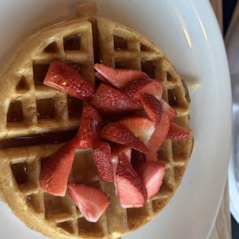 Sunset Grill - Waffle with sliced Strawberries. Special request - Breakfast & Brunch Near Me - Las Vegas, Nevada