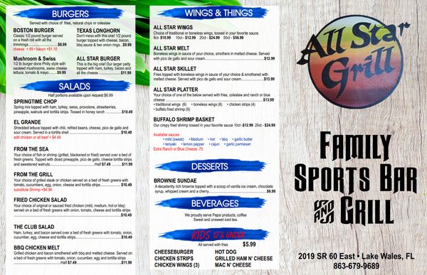 Menu photo 4 All Star Grill Lake Wales, FL Menu photo 4 All Star Grill Lake Wales, FL