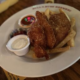Almond Chicken Tenders with Buffalo sauce and ranch on the side
