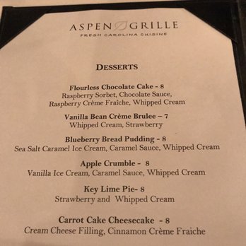 Aspen Grille - Dessert menu - New American Near Me - Myrtle Beach, South Carolina Aspen Grille - Dessert menu - New American Near Me - Myrtle Beach, South Carolina