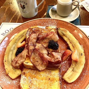 Rooster Cafè - French toast special with sautéed plaintains - Breakfast & Brunch Near Me - Florence, FI