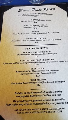 Menu photo 5 Sierra Pines Resort Sierra City, CA Menu photo 5 Sierra Pines Resort Sierra City, CA