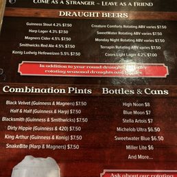 Beer menu