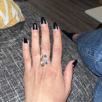 US Nails - Renton - Love the shape and the cute half moon paint job! - Nail Salons Near Me - Renton, Washington