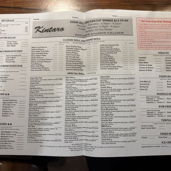 Kintaro - All You Can Eat Menu - Japanese Near Me - Tucson, Arizona