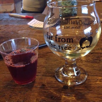 Far From The Tree Cider - A tasting glass and a free shot of cherry juice before it becomes wine! - Cideries Near Me - Salem, Massachusetts Far From The Tree Cider - A tasting glass and a free shot of cherry juice before it becomes wine! - Cideries Near Me - Salem, Massachusetts