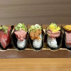 Oh Banzai - Tuna Hand rolls: Tuna wasabi, negitoro, spicy tuna, torotaku, fatty tuna and uni