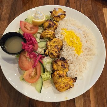 Dream Kabob - Moist & juicy perfect chicken breast kabob. Good rice. Salad meh.. too many tomato and cucumber seeds. - Mediterranean Near Me - Las Vegas, Nevada