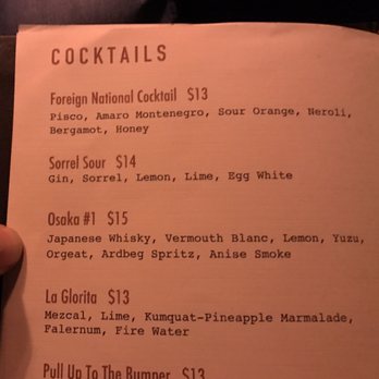 Foreign National - Menu - Cocktail Bars Near Me - Seattle, Washington