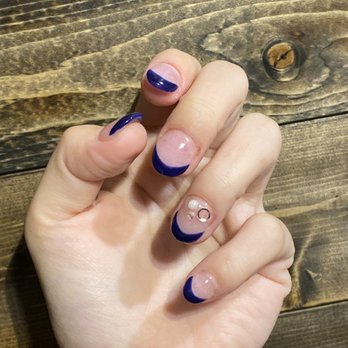 Diva Nail Salon - Acrylic fill in + french nails with stones. I'm super satisfied their techniques and quality. - Nail Salons Near Me - Millbrae, California