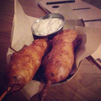 ABV - Falafel lamb dogs. $9. - Cocktail Bars Near Me - San Francisco, California