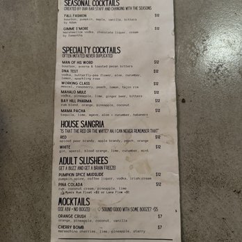 Bay Hill Tavern - Cocktail menu - American Near Me - San Diego, California