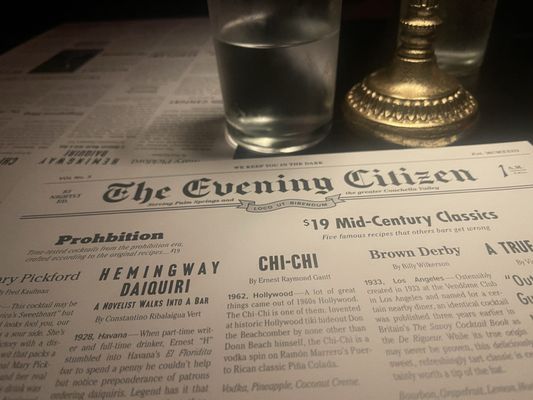 Menu photo 1 The Evening Citizen Palm Springs, CA Menu photo 1 The Evening Citizen Palm Springs, CA