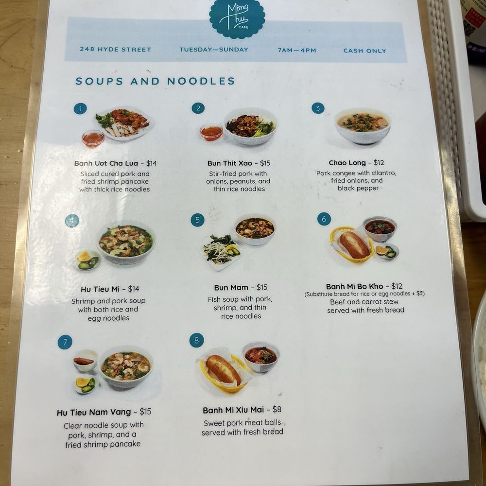 Mong Thu Cafe - Menu (1/2) - Vietnamese Near Me - San Francisco, California Mong Thu Cafe - Menu (1/2) - Vietnamese Near Me - San Francisco, California