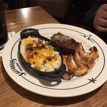 Saltgrass Steak House - Steak and shrimp with garlic mashed potato. - Steakhouses Near Me - Plano, Texas Saltgrass Steak House - Steak and shrimp with garlic mashed potato. - Steakhouses Near Me - Plano, Texas