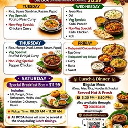Lunch menu for walk-in.