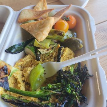 Iggy's Alive & Cultured - Turmeric hummus with charred veggies and fried pita wedges - Desserts Near Me - Kingston, Washington Iggy's Alive & Cultured - Turmeric hummus with charred veggies and fried pita wedges - Desserts Near Me - Kingston, Washington